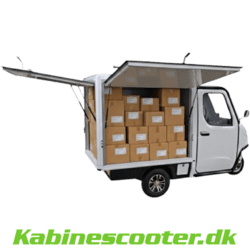 Cargo Kabinescooter - Set fra siden og fyldt med kasser i lad boksen