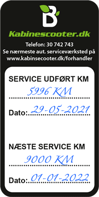 Aut. Service 9000KM på BACH 3-hjulet kabinescooter