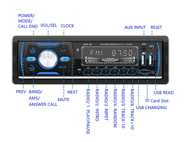 DAB Radio med bluetooth musik & håndfri telefonopkald, passer til Bach Kabinescooter incl. kraftig Antenne og montering